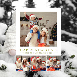 Cartão De Festividades Foto da família Elegant Modern Feliz ano novo 2026