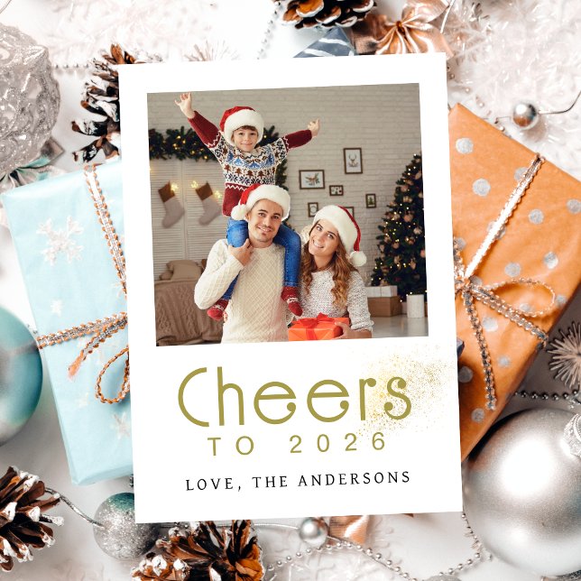 Cartão De Festividades Foto da família Elegant Modern Feliz ano novo 2026 (Criador carregado)