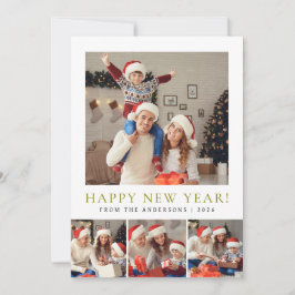 Cartão De Festividades Foto da família Elegant Modern Feliz ano novo 2026
