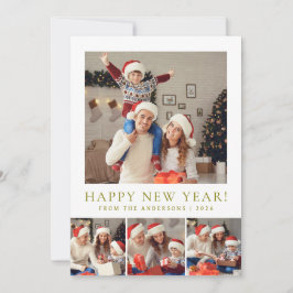 Cartão De Festividades Foto da família Elegant Modern Feliz ano novo 2026