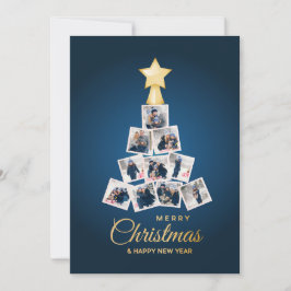Cartão De Festividades Foto da família Elegante de Ano Novo e Árvore de N