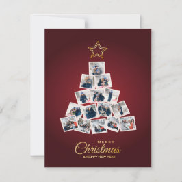 Cartão De Festividades Foto da família Elegante de Ano Novo e Árvore de N