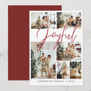 Cartão De Festividades Foto da Família Elegante de Caligrafia de Natal V