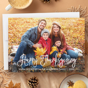 Cartão De Festividades Foto da família feliz de ação de graças da cal