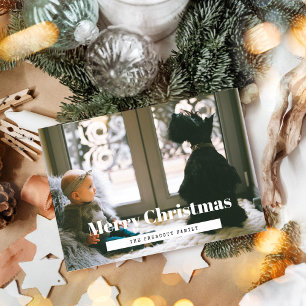 Cartão De Festividades Foto da Família Feliz de Natal