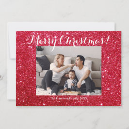 Cartão De Festividades Foto da Família Feliz de Natal Simples