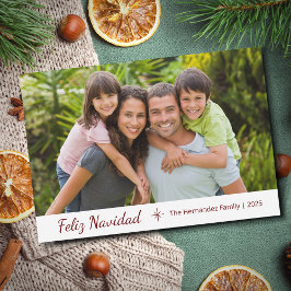 Cartão De Festividades Foto da família Feliz Navidad Moderna Natal