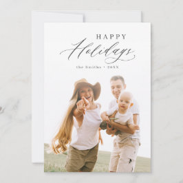 Cartão De Festividades Foto da Família Felizes Férias com Letra Moderna