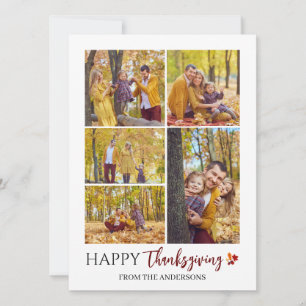 Cartão De Festividades Foto da família Floral Fall Modern Happy, Ação de 