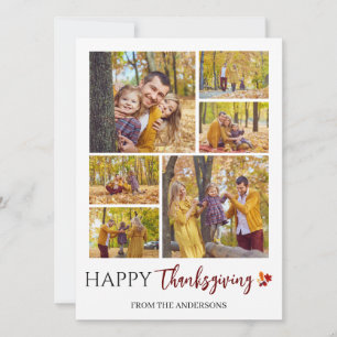 Cartão De Festividades Foto da família Floral Fall Modern Happy, Ação de 