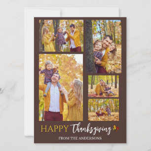 Cartão De Festividades Foto da família Floral Fall Modern Happy, Ação de