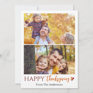 Cartão De Festividades Foto da família Floral Fall Modern Happy, Ação de