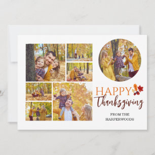 Cartão De Festividades Foto da família Floral Fall Modern Happy, Ação de 