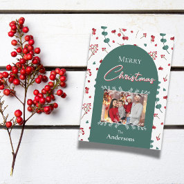 Cartão De Festividades Foto da Família Folhagem Botânica da Arch de Natal