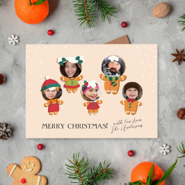 Cartão De Festividades Foto da família Gingercake e script de Natal