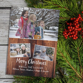 Cartão De Festividades Foto da família: lenha de colagem Feliz Natal