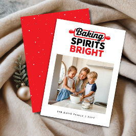 Cartão De Festividades Foto da Família Moderna 'Baking Spirits Bright'