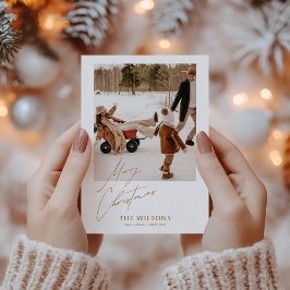 Cartão De Festividades Foto da família moderna de Natal mínimo