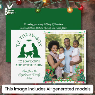 Cartão De Festividades Foto da Família Moderna É A ÉPOCA Natal