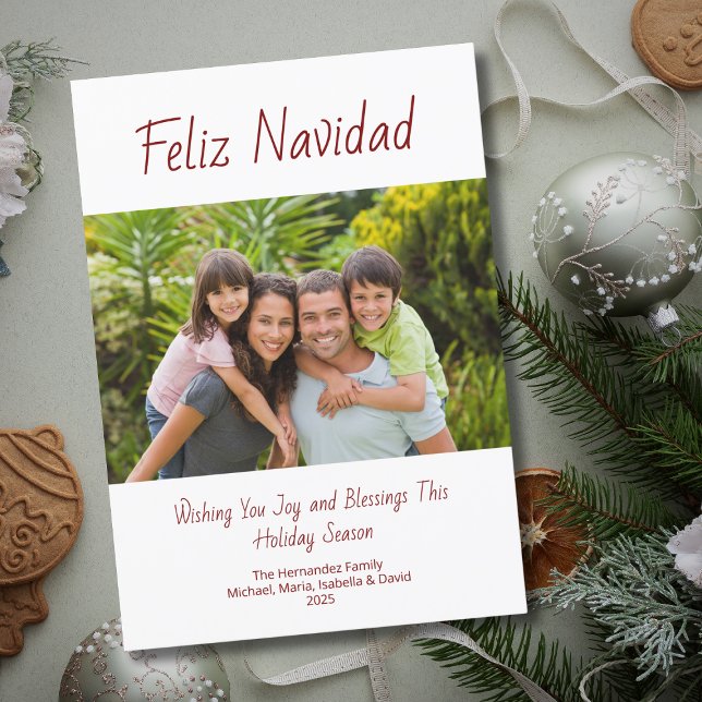 Cartão De Festividades Foto da família moderna Feliz Navidad Natal (Criador carregado)