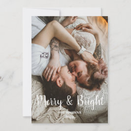 Cartão De Festividades Foto da família na moda Natal Feliz Bright
