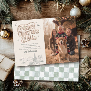 Cartão De Festividades Foto da família natalícia Cowboy no Natal Ocidenta