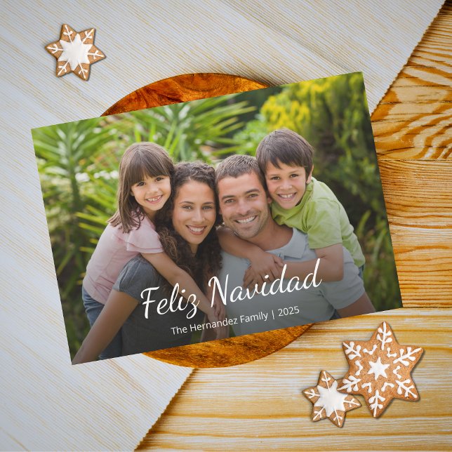 Cartão De Festividades Foto da família natalícia moderna Feliz Navidad (Criador carregado)