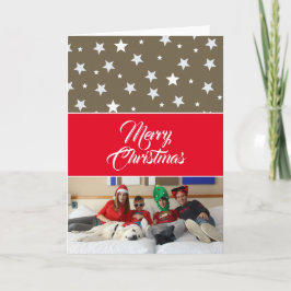 Cartão De Festividades Foto da Família no Feriado de Natal Vermelho