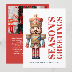 Cartão De Festividades Foto da Família Nutcracker Bold Saudações da Estaç