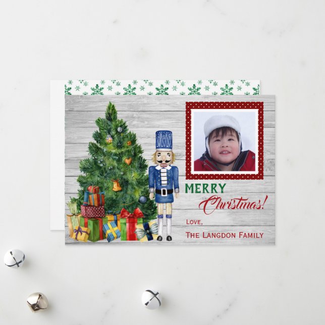 Cartão De Festividades Foto da Família ou Criança do Soldado de Brinquedo (Frente/Verso In Situ)