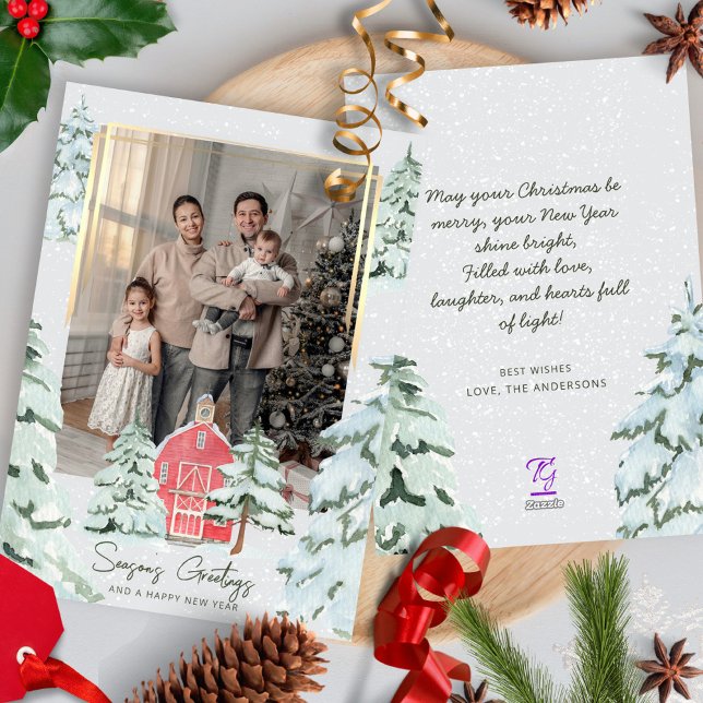 Cartão De Festividades Foto da Família Pinheira Nórdica Natal (Criador carregado)