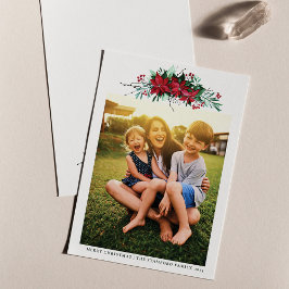 Cartão De Festividades Foto da família Poinsettia Natal