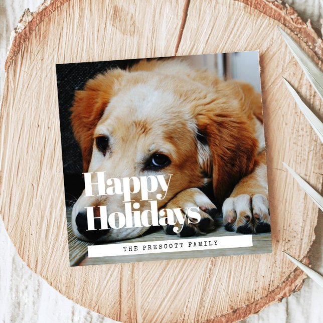 Cartão De Festividades Foto da Família Quadrada de Feriados Felizes Retro (Criador carregado)