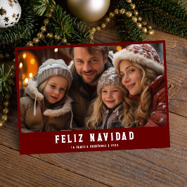 Cartão De Festividades Foto da família Red Feliz Navidad, espanhola moder