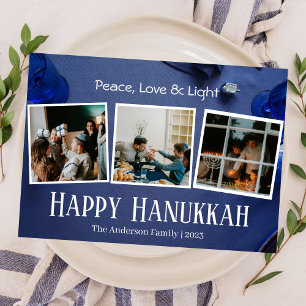 Cartão De Festividades Foto da família Simple Elegant Happy Hanukkah