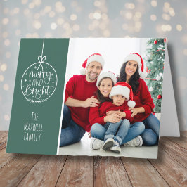 Cartão De Festividades Foto Da Família Simples Feliz E Natal Brilhante