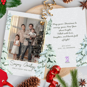 Cartão De Festividades Foto da família Snowflakes Scandi Pine Árvore de N