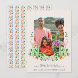 Cartão De Festividades Foto da Família Southern Floral Crest