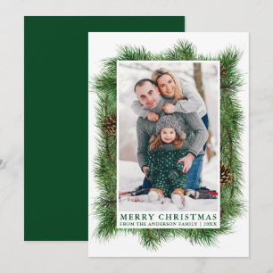 Cartão De Festividades Foto da Família Verde de Quadro de Caneta de Aquar