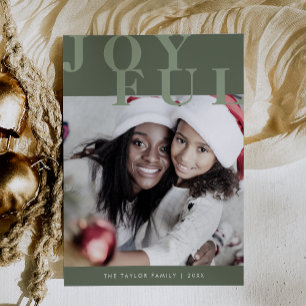 Cartão De Festividades Foto da família verde LOTTIE Feliz Natal