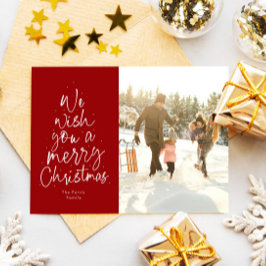 Cartão De Festividades Foto da família vermelha divertida de Natal