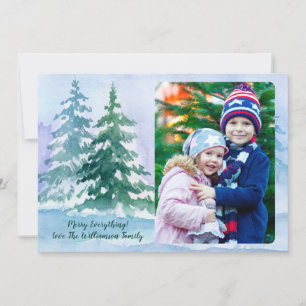Cartão De Festividades Foto da Família Watercolor da Floresta de Árvore