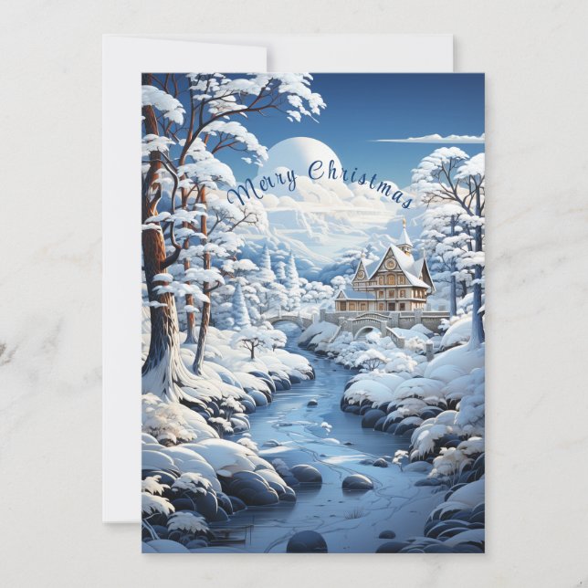 Cartão De Festividades Foto da Família Winter Wonderland Country Snow Tre (Frente)