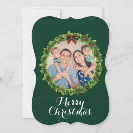 Cartão De Festividades Foto da família Wreath de Natal Personalizada