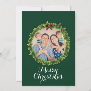 Cartão De Festividades Foto da família Wreath de Natal Personalizada