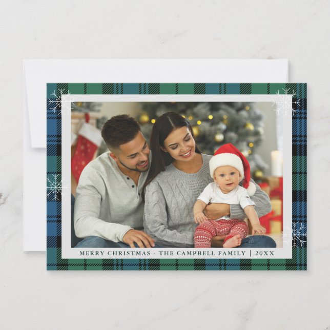 Cartão De Festividades Foto da família xadrez Campbell Tartan Natal (Frente)