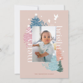 Cartão De Festividades Foto da Floresta de Natal de Pastel feliz e Brilha