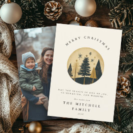 Cartão De Festividades Foto da Floresta Dourada de Pinheiro Feliz de Nata