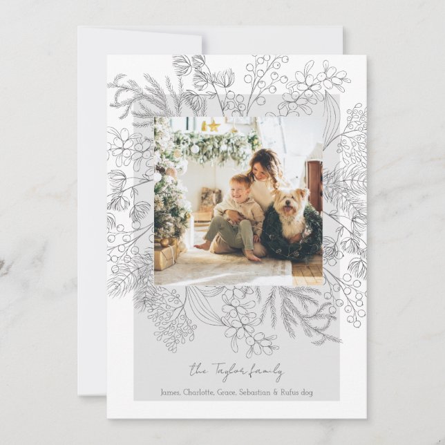 Cartão De Festividades Foto da Folhagem de inverno da Cinza de Natal (Frente)