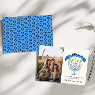 Cartão De Festividades Foto da Menorá do Hanukkah Feliz